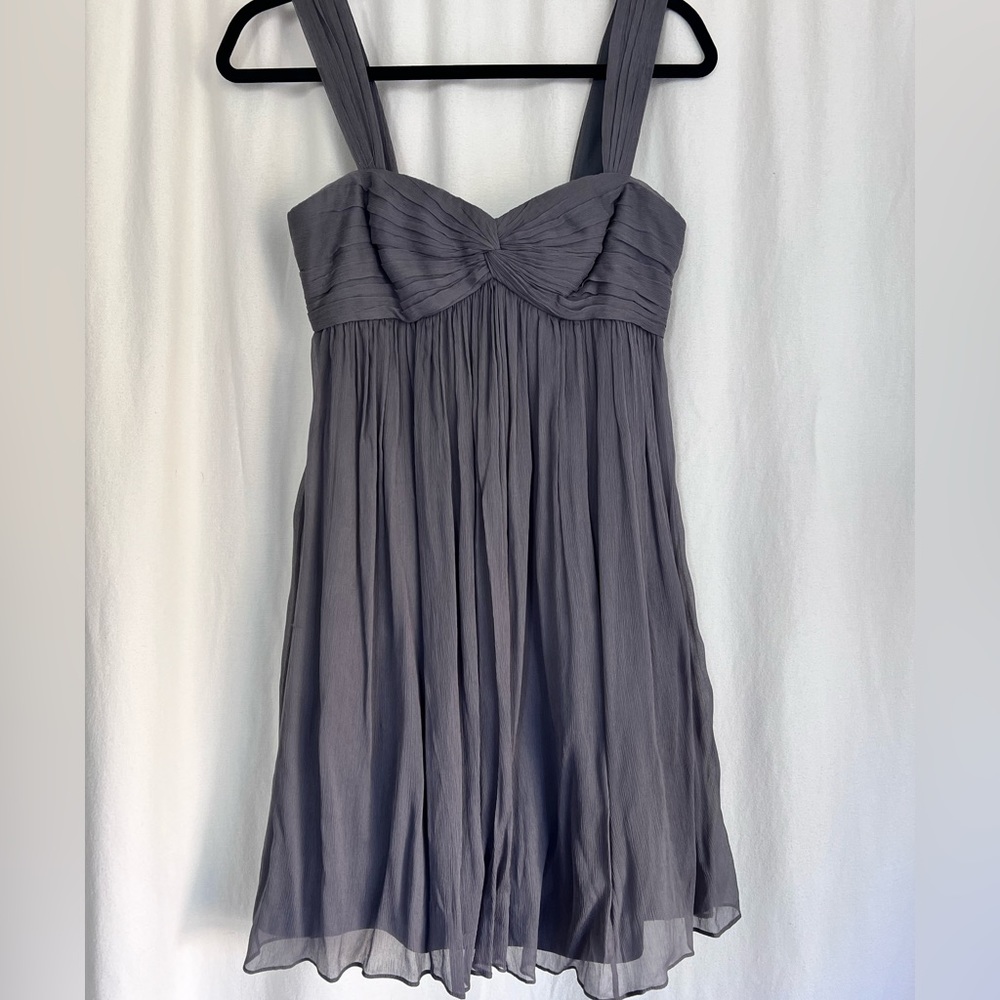 Jcrew 2p grey chiffon dress, sweetheart neckline, NWT! Adorable!